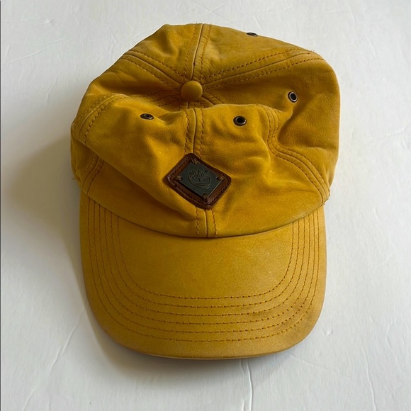 Timberland Baseball Cap Hat Leather Yellow and Brown - Picture 2 of 9